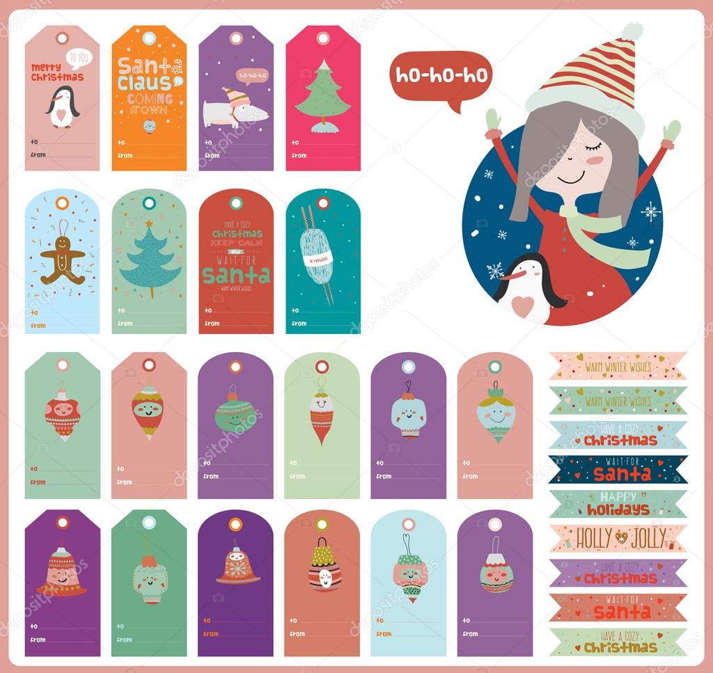 Christmas and New Year greeting stickers