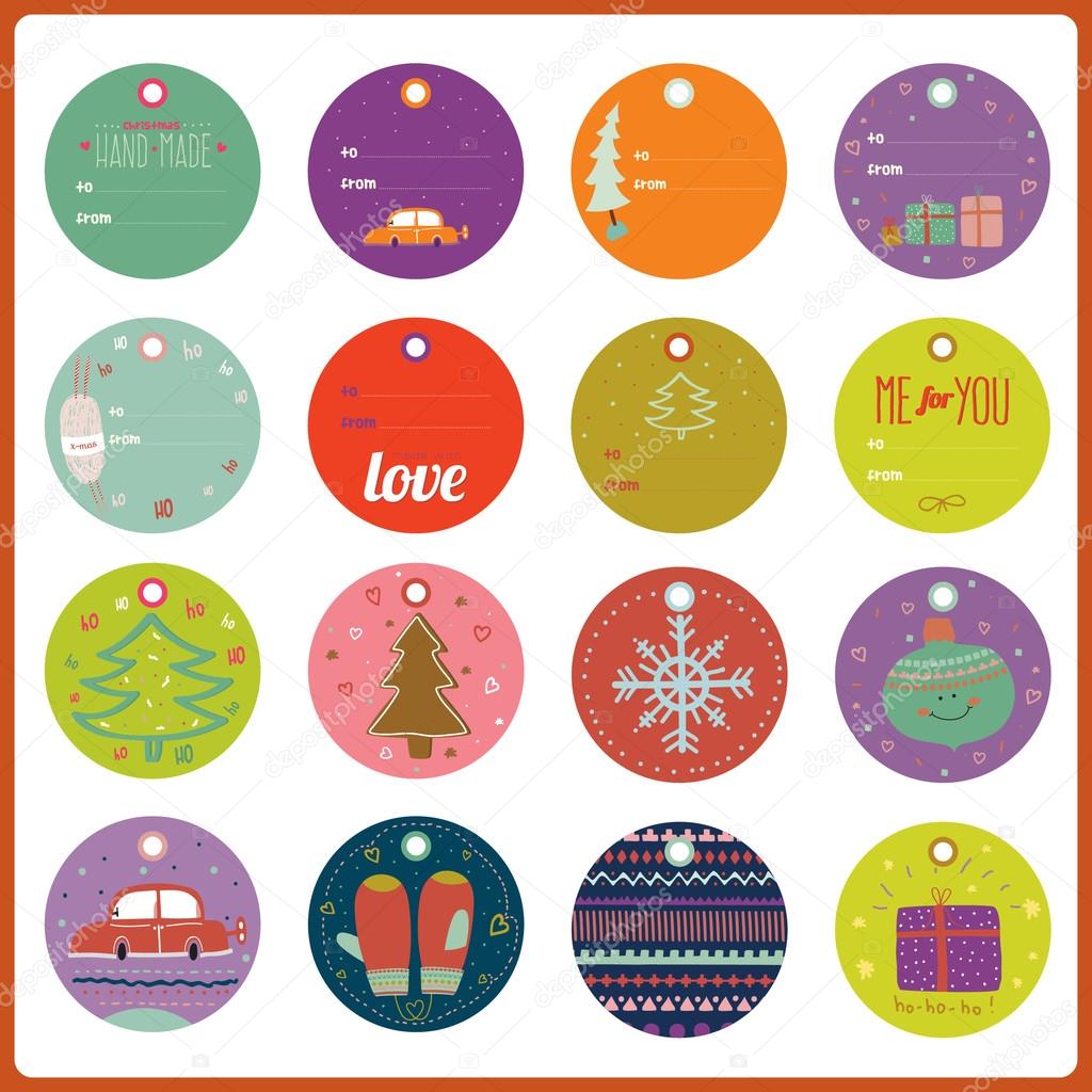 Christmas and New Year greeting stickers