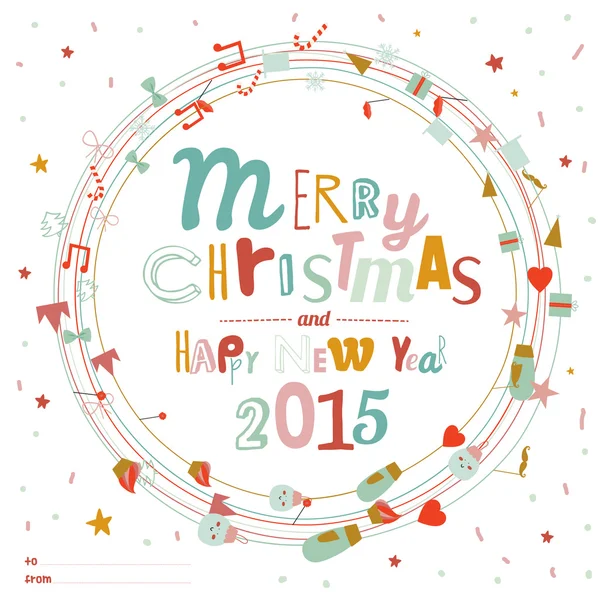 Tarjeta de felicitación de Navidad y año nuevo — Vector de stock