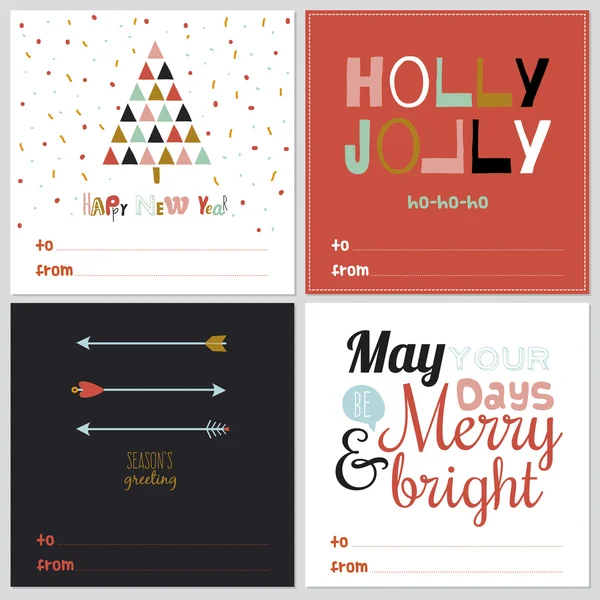 Set of square greeting cards with Christmas — Stock Vector