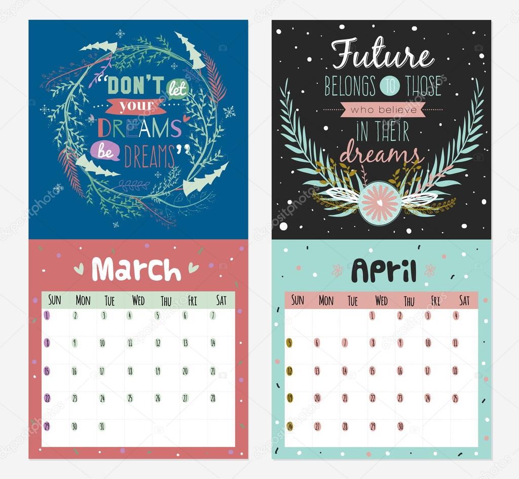 Romantic wall calendar for 2015