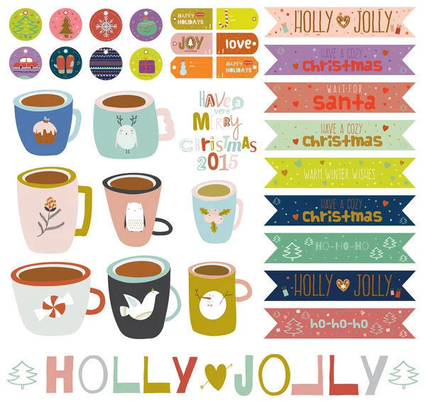 Stickers voeux de Noël et Nouvel An — Image vectorielle