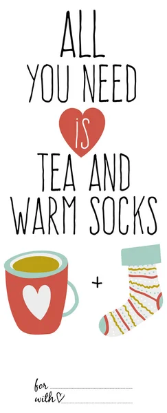 Tasse de thé et chaussettes chaudes — Image vectorielle