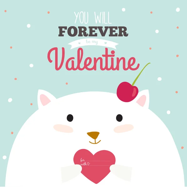 Tarjeta de San Valentín con gato — Vector de stock