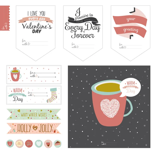 Romantic and love cards — Stock Vector