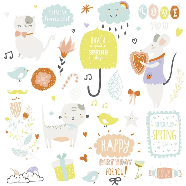 Spring elements background — Stock Vector