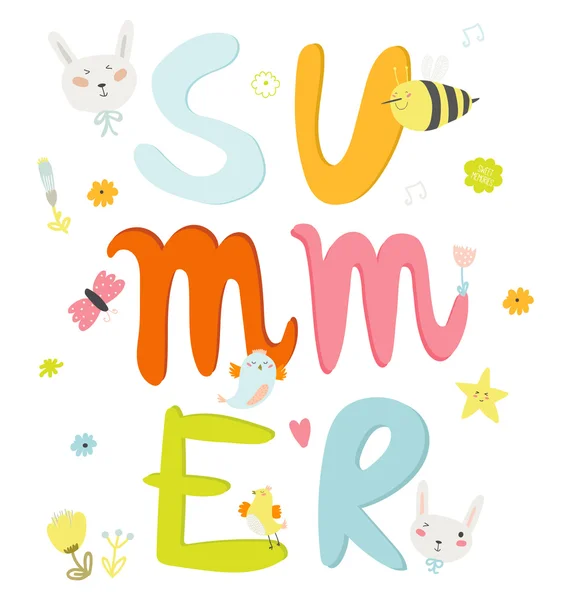Cartão de saudação com verão —  Vetores de Stock