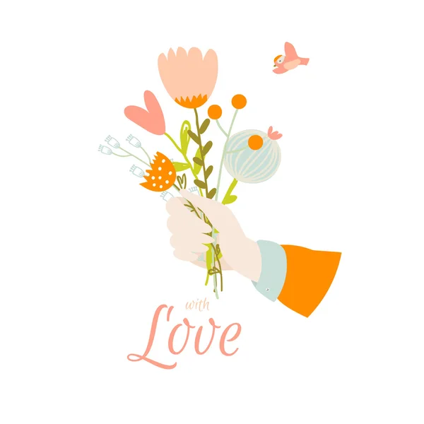 Amor Ramo de flores de verano . — Vector de stock