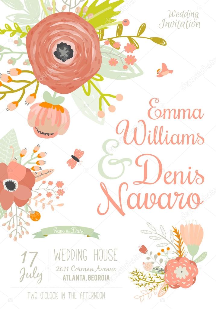 Floral Save the Date invitation