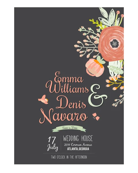 Floral Save the Date convite —  Vetores de Stock