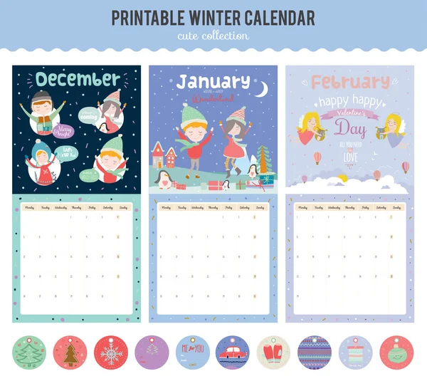 Linda plantilla de calendario para 2016 . — Vector de stock