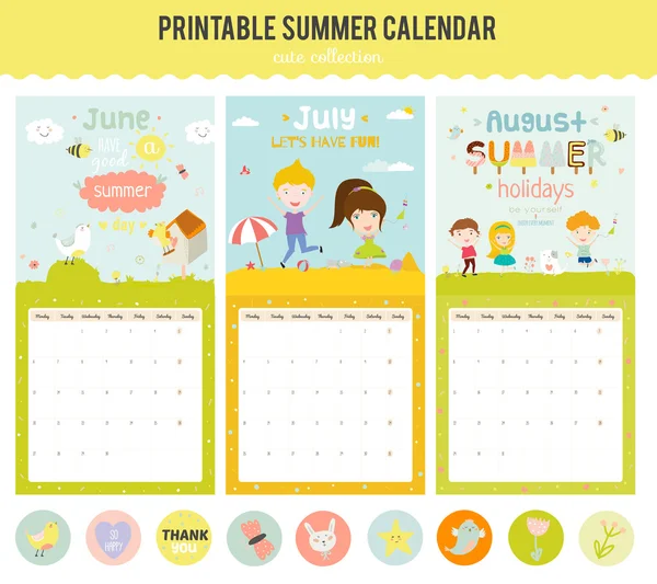 Modèle de calendrier PrCute pour 2016.int — Image vectorielle