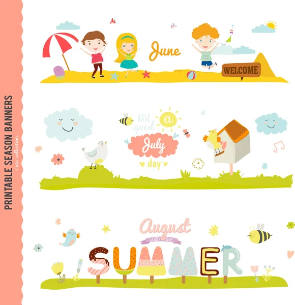 Three Monthly Seasonally  Banners — Stock Vector