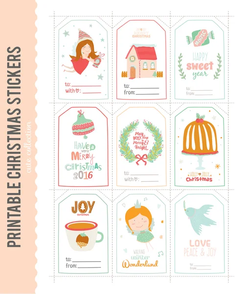 Cards with Christmas Illustrations and Wishes — Stockvector