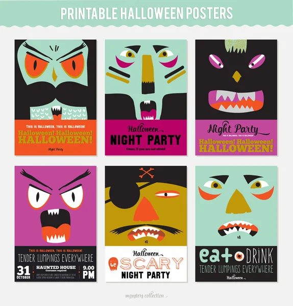 Zestaw Trick or Treat plakat karty — Wektor stockowy