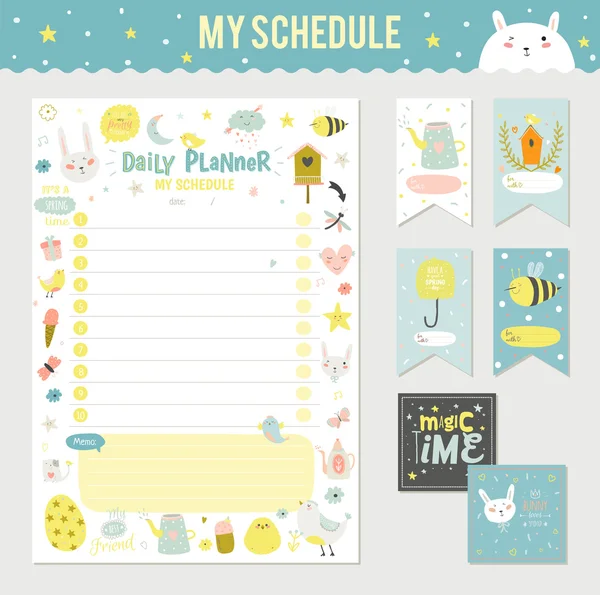 Calendrier mignon Daily Planner — Image vectorielle