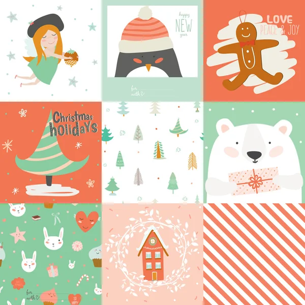 Tarjetas de regalo de Navidad — Vector de stock