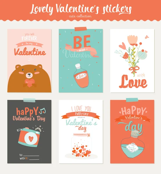 De kaarten van de gift van de dag van Valentijnskaarten — Stockvector