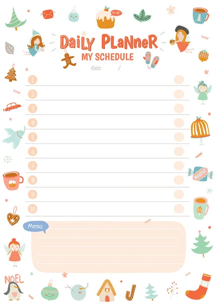 Schattig kalender dagelijkse Planner — Stockvector