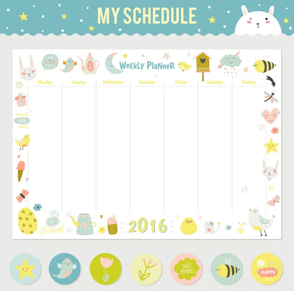 Cute Calendar Daily Planner — Stock Vector