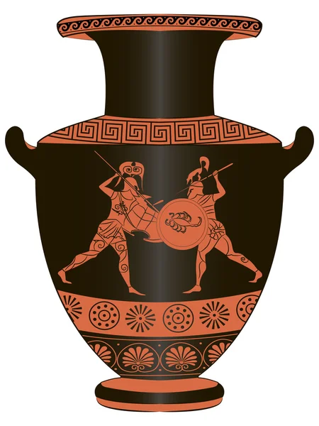 Vase Grèce antique. Bataille . — Image vectorielle