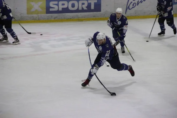 Partido Hockey Entre Club Kiev Falcons Equipo Bila Tsherkva Leopard — Foto de Stock