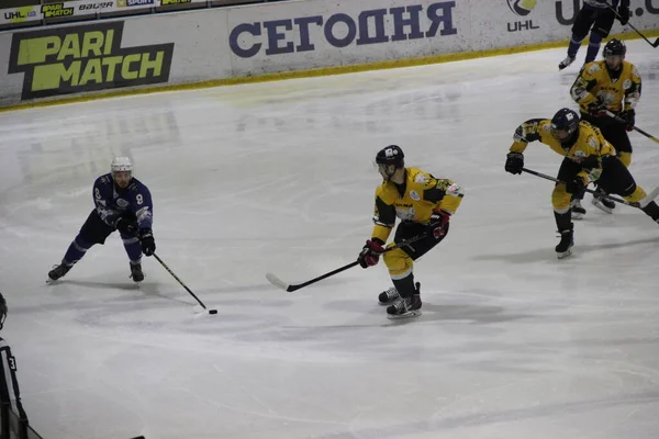 Partido Hockey Entre Club Kiev Falcons Equipo Bila Tsherkva Leopard — Foto de Stock