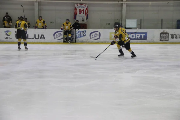 Partido Hockey Entre Club Kiev Falcons Equipo Bila Tsherkva Leopard —  Fotos de Stock