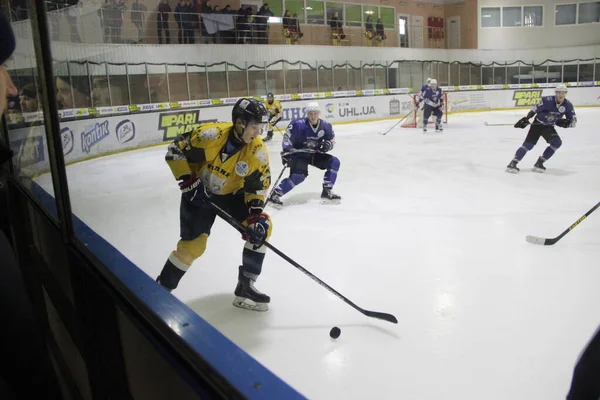 Partido Hockey Entre Club Kiev Falcons Equipo Bila Tsherkva Leopard — Foto de Stock