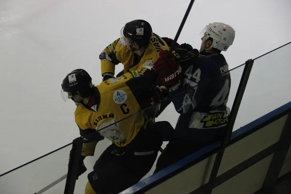 Partido Hockey Entre Equipo Kiev Falcons Club Bila Tcherkva Leopard —  Fotos de Stock