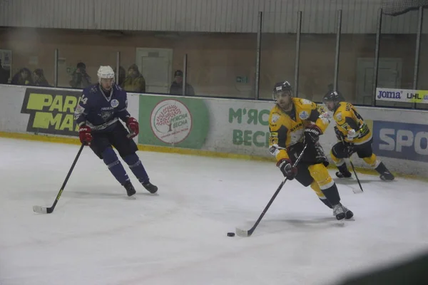 Partido Hockey Entre Equipo Kiev Falcons Club Bila Tcherkva Leopard — Foto de Stock