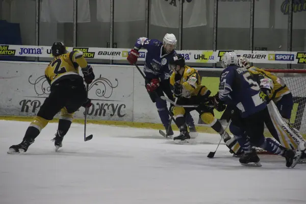 Partido Hockey Entre Equipo Kiev Falcons Club Bila Tcherkva Leopard — Foto de Stock