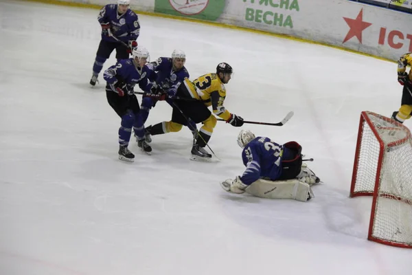 Partido Hockey Entre Equipo Kiev Falcons Club Bila Tcherkva Leopard — Foto de Stock