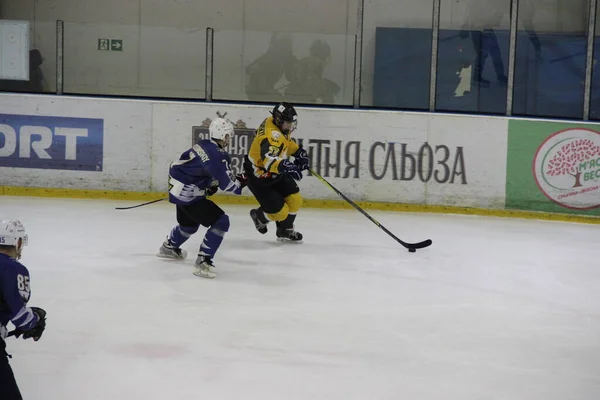 Partido Hockey Entre Equipo Kiev Falcons Club Bila Tcherkva Leopard — Foto de Stock