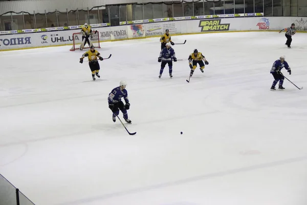 Partido Hockey Entre Equipo Kiev Falcons Club Bila Tcherkva Leopard — Foto de Stock