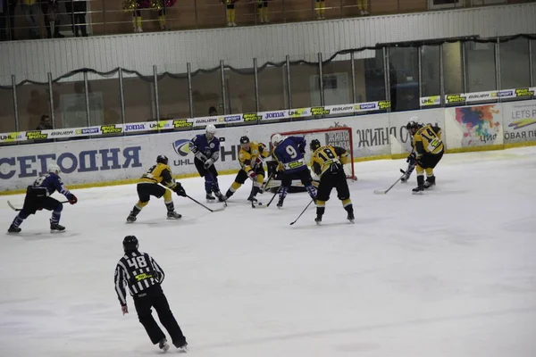 Hockeymatchen Mellan Kiev Laget Falcons Och Klubben Från Bila Tsherkva — Stockfoto