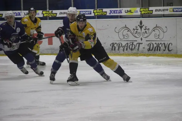 Partido Hockey Entre Club Kiev Falcons Equipo Bila Tcherkva Leopard —  Fotos de Stock