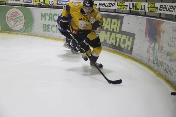 Partido Hockey Entre Club Kiev Falcons Equipo Bila Tcherkva Leopard — Foto de Stock