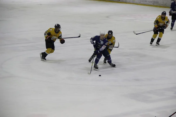 Partido Hockey Entre Club Kiev Falcons Equipo Bila Tcherkva Leopard — Foto de Stock