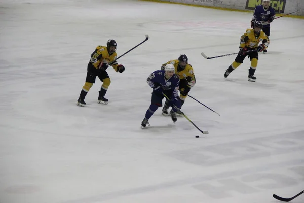 Partido Hockey Entre Club Kiev Falcons Equipo Bila Tcherkva Leopard — Foto de Stock