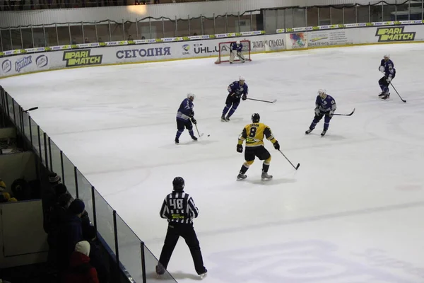 Partido Hockey Entre Club Kiev Falcons Equipo Bila Tcherkva Leopard —  Fotos de Stock