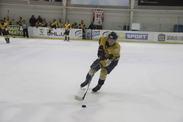 Partido Hockey Entre Club Kiev Falcons Equipo Bila Tcherkva Leopard —  Fotos de Stock