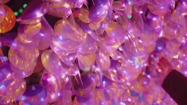 Astratto Natale Luci Bokeh sfondo rosa. paillettes di grandi dimensioni — Video Stock