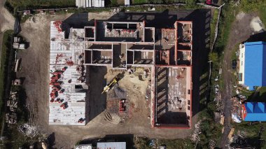 Endüstriyel teçhizat ve makineler üzerindeki hava üst görünümü çalışmasında geliştirmeye hazır arazi.