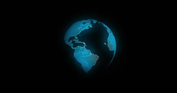 グローバルコミュニケーションコンセプト、ノードと線の接続で回転する地球。未来と技術の概念。青い大理石。地球回転アニメーション社会の未来技術概要. — ストック写真