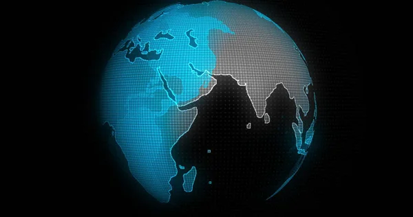 Globales Kommunikationskonzept: Die Erde rotiert mit Knotenpunkt und Linienverbindung. Futuristische und technische Konzepte. Der blaue Marmor. Erde rotierende Animation Soziale Zukunftstechnologie Abstrakt. — Stockfoto
