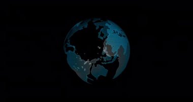 Dijital dünyanın dönmesi, 3d animasyon sosyal gelecek teknolojisi soyut iş dünyası bilimsel küresel ağ, animasyon dijital ağ veri iletişim teknolojisi arka planı.