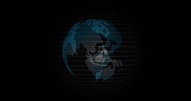 Büyük veri 3D Dünya. Dünyayı çevreleyen ikili kod. Retro dijital dünya. Dijital veri küresi, Dünya gezegenini çevreleyen veri ağının soyut 3D görüntülenmesi, retro çağın karmaşıklığı ve veri seli