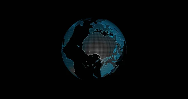 Terra digitale rotante, Concetto 3d animazione sociale futuro tecnologia astratto business scientifico globale rete, animazione digitale griglia dati comunicazione tecnologia sfondo. — Foto Stock