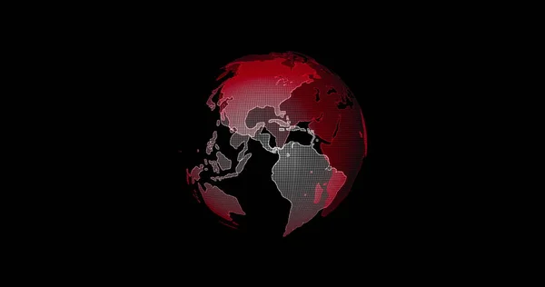 Vista de la Tierra Roja desde el Espacio Exterior. Big data 3D Tierra. Código binario que rodea al globo girando. Tierra digital retro. Globo de datos digital, representación 3D abstracta de la red de datos que rodea el planeta tierra. —  Fotos de Stock